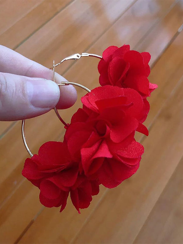 Floral Half Hoop Earrings