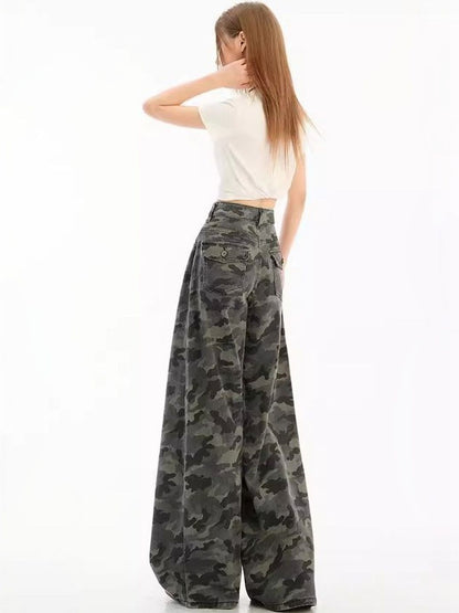 Women Wide Leg High-Rise Printed Jeans