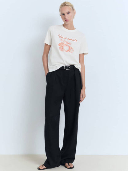 Conversational Print Pure Cotton T-shirt