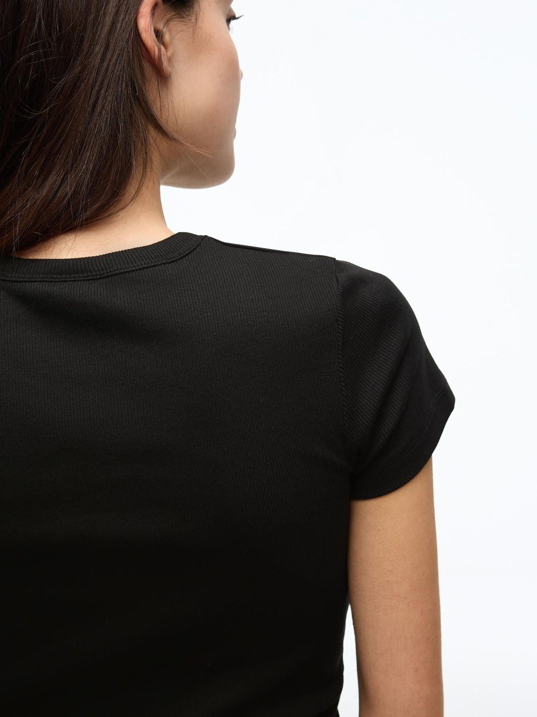 Basic rib short sleeve T-shirt