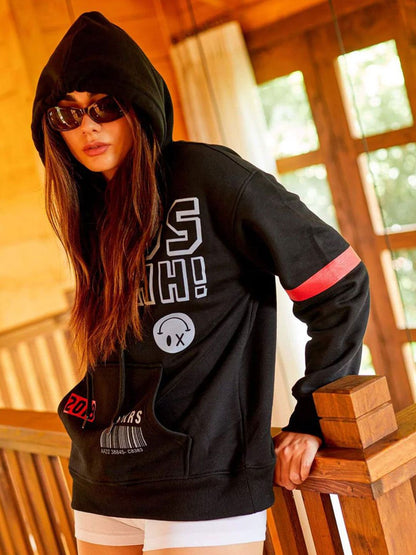 Women Printed Hooded Sweatshirt