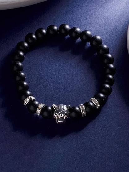 SALTY Women Stainless Steel Lion Beaded Bracelet
