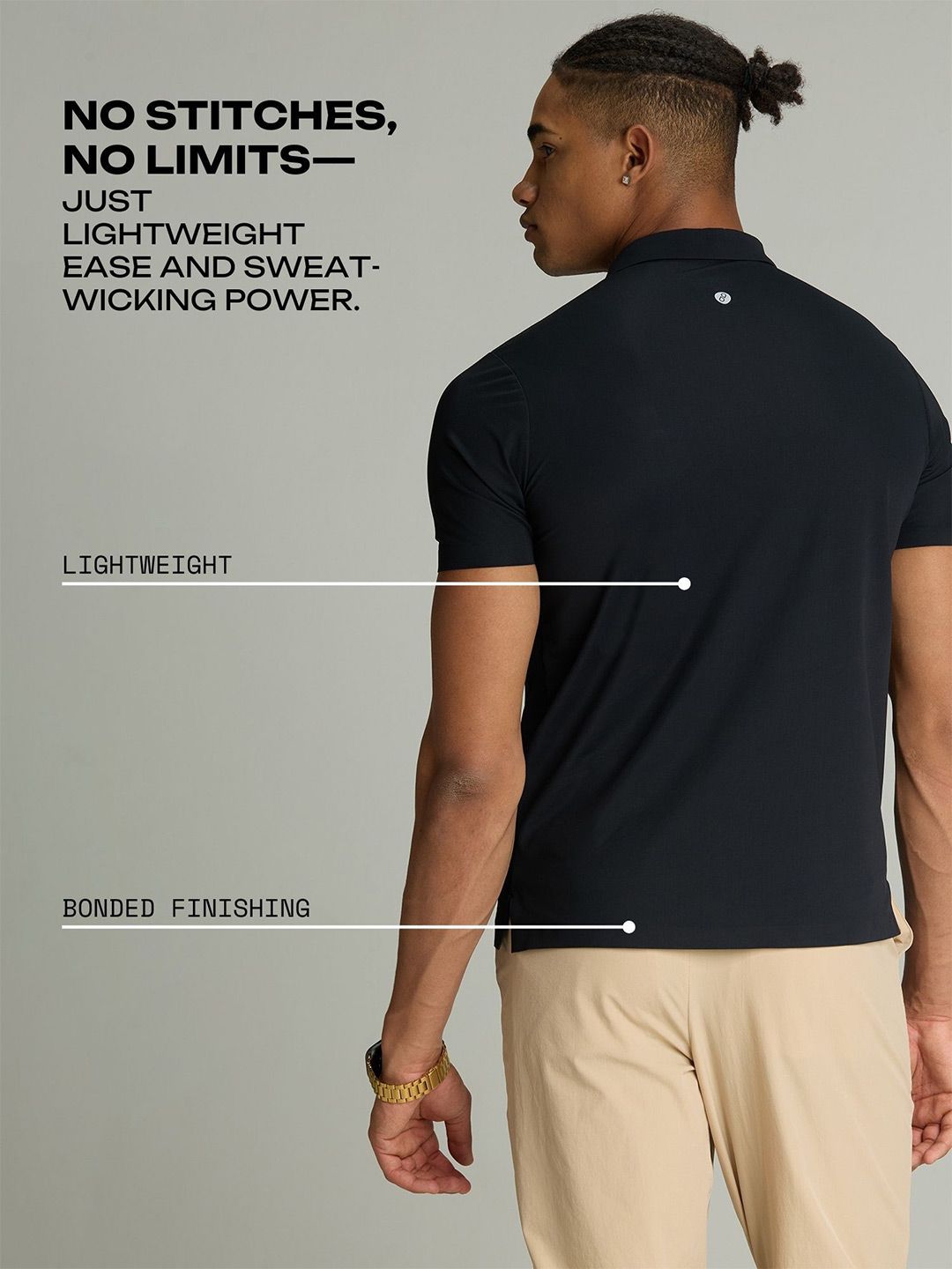 Black Mens Bonded Polo T-shirt
