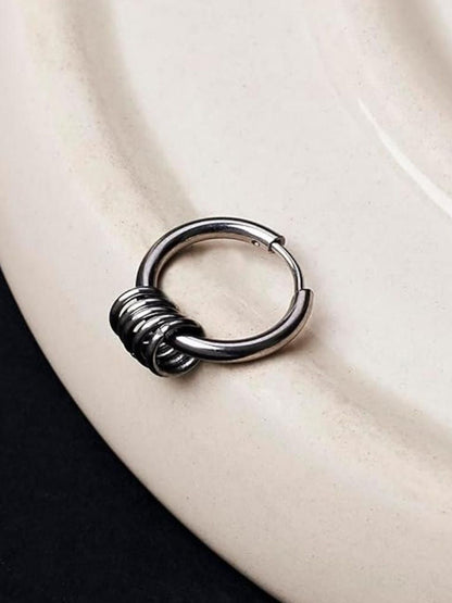 SALTY Stainless Steel Silver Plated Circular Shaped Studs Earring
