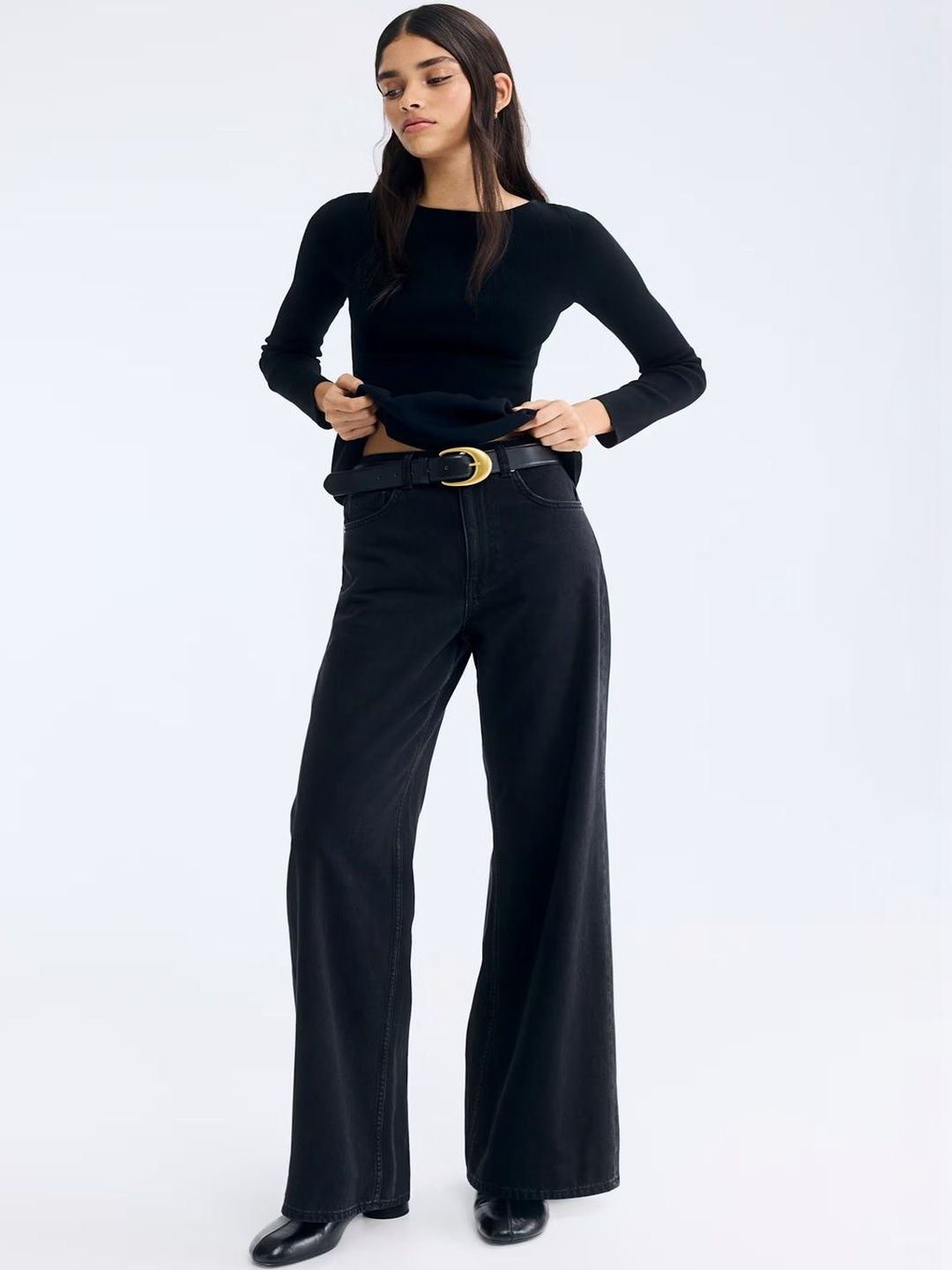 Women Classic Wide Leg High-Rise Light Fade Stretchable Jeans