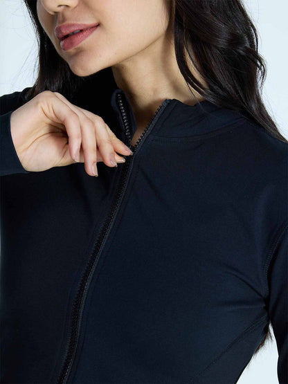 Women Black Cotton Recovery Jacket