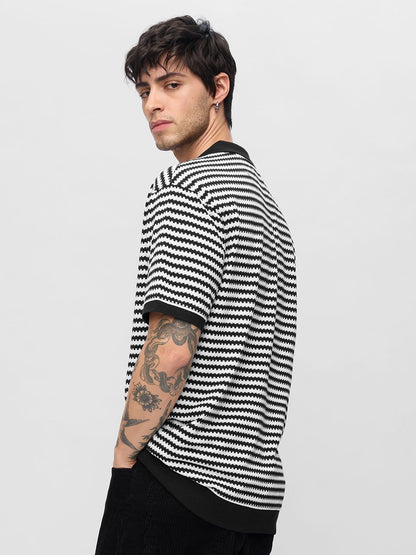 Men Oversized Jacquard Polo White Tshirts