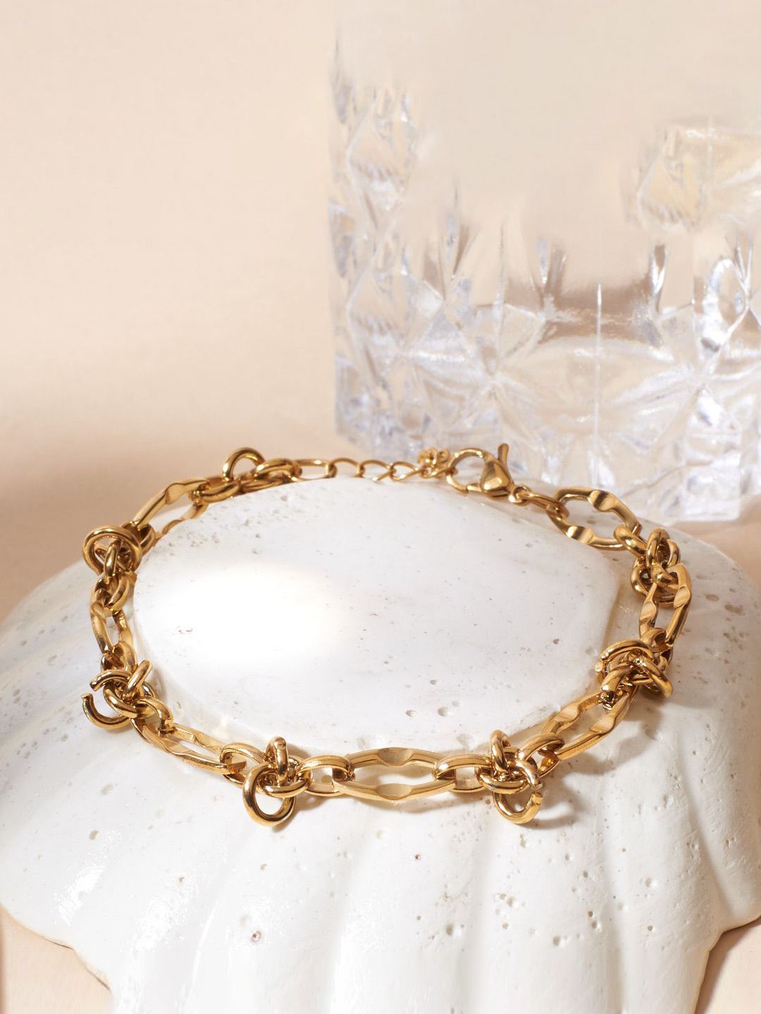 SALTY Gold-Plated Stainless Steel Twist Of Fate Link Bracelet