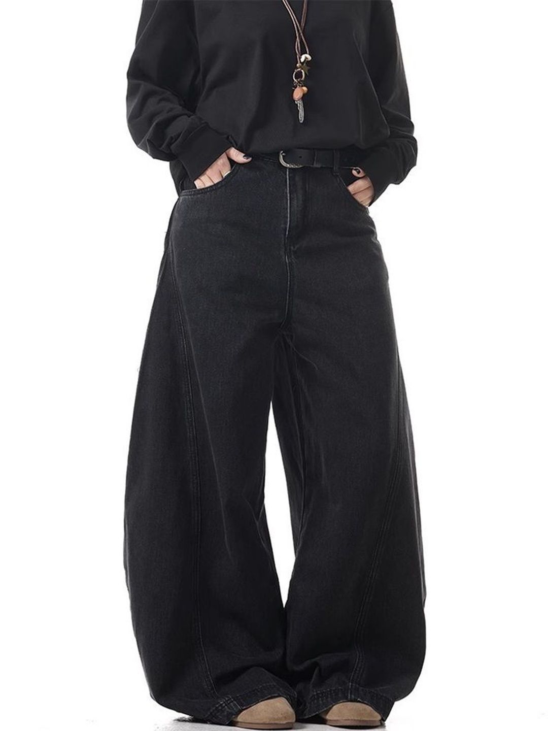Men Wide Leg Mid-Rise Jeans