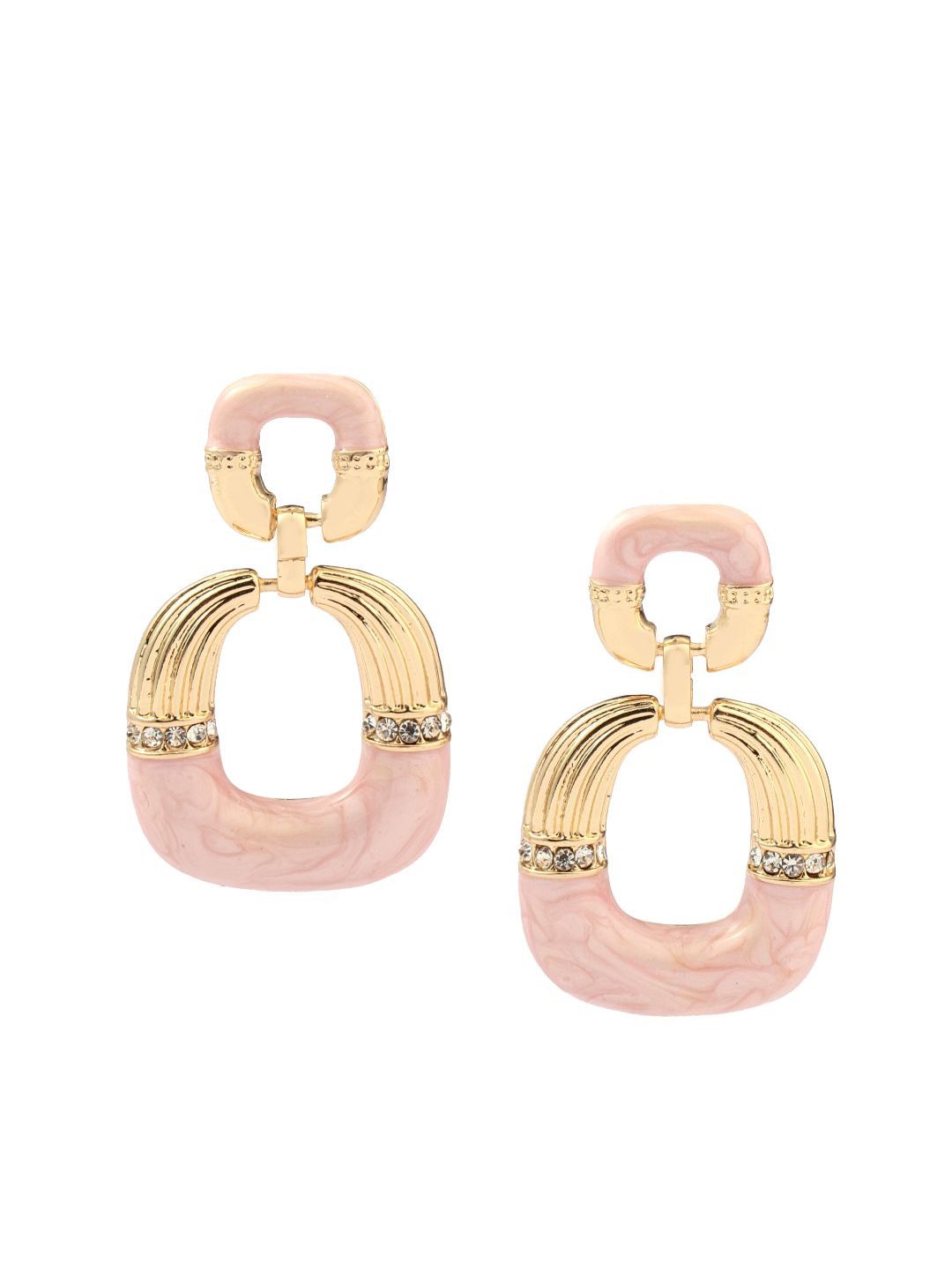 SALTY Stone Studded Square Shaped Drop Earrings