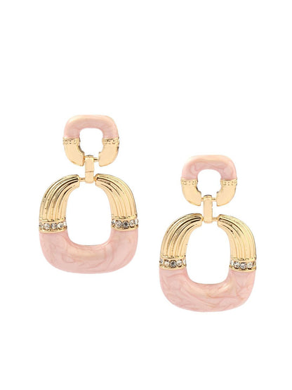 SALTY Stone Studded Square Shaped Drop Earrings