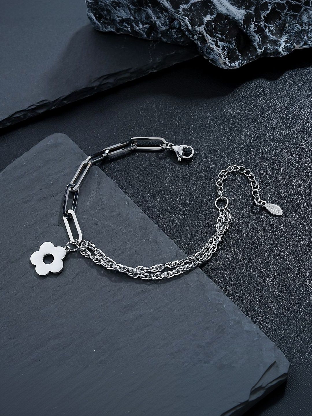 Men Handcrafted Silver-Plated Link Bracelet