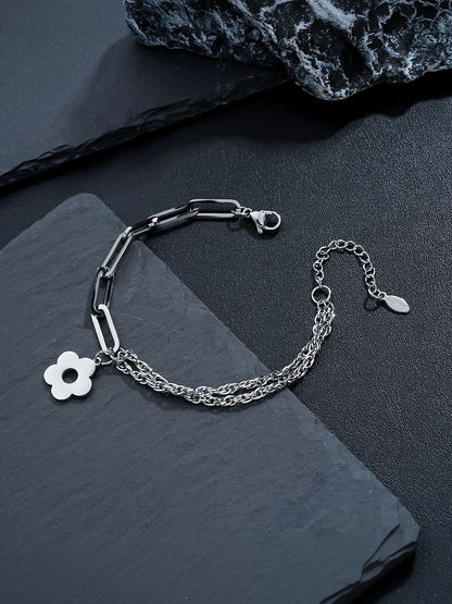 Men Handcrafted Silver-Plated Link Bracelet