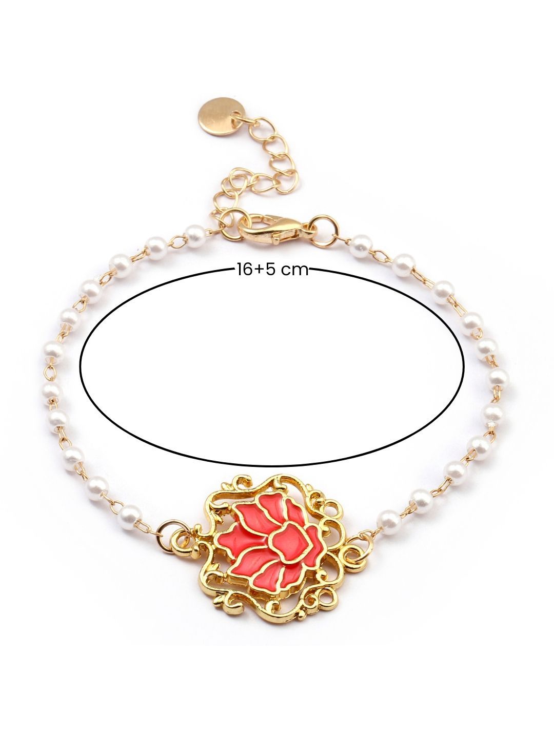 SALTY Pack of 2 Women Serenity Lotus Red Charm Gold Bracelet