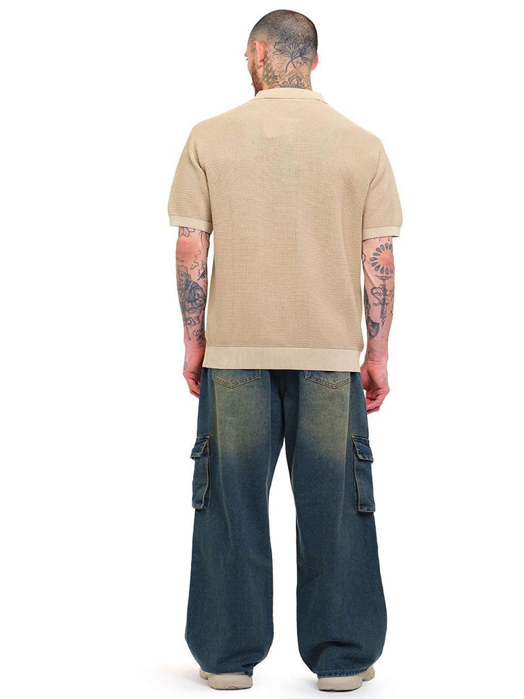 Men Self Design Polo Collar Pure Cotton T-shirt