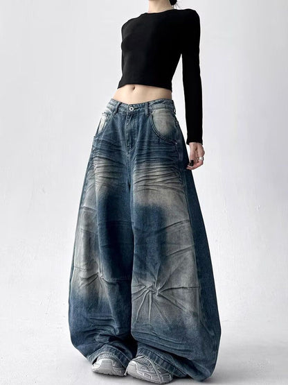 Women Wide Leg Mid-Rise Light Fade Jeans