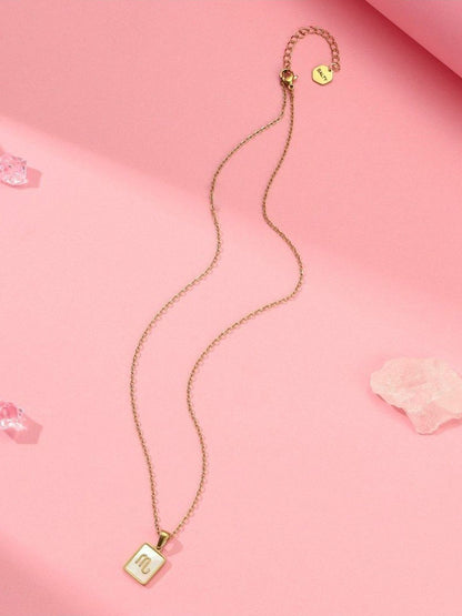 SALTY Gold & White Sign of the Stars Zodiac Scorpio Pendant With Chain