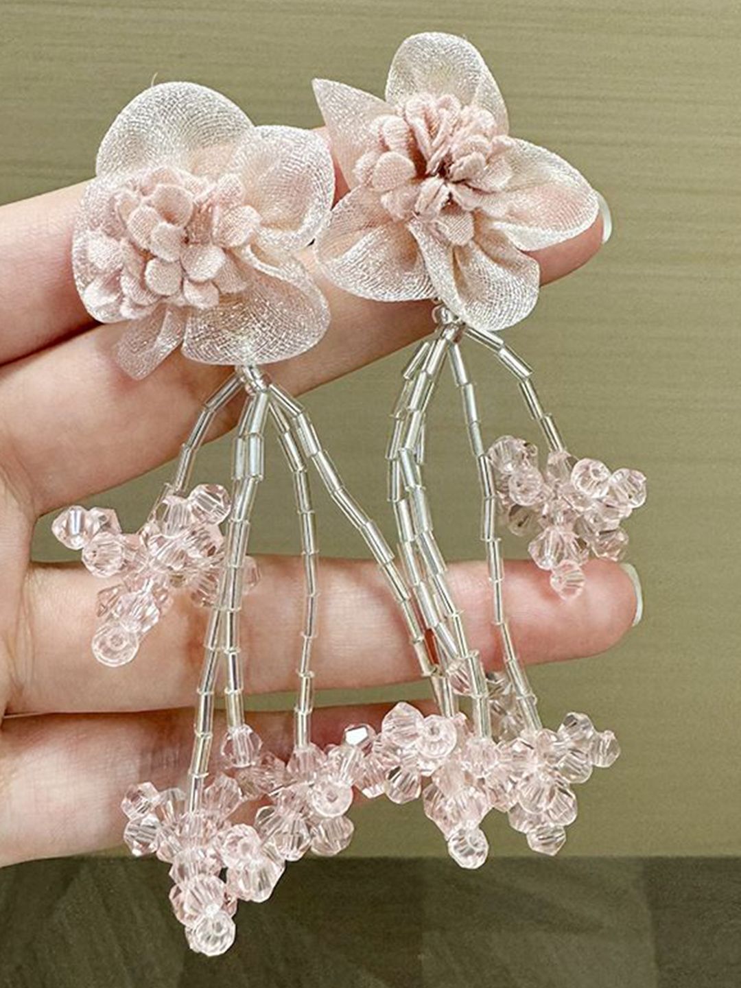 Artificial Beads Floral Shaped Drop Earrings
