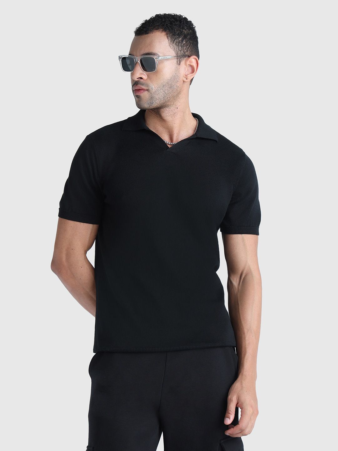 Polo Collar Short Sleeves Pure Cotton T-shirt