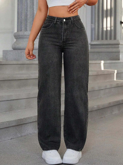 Women Comfort Wide Leg High-Rise Light Fade Stretchable Jeans