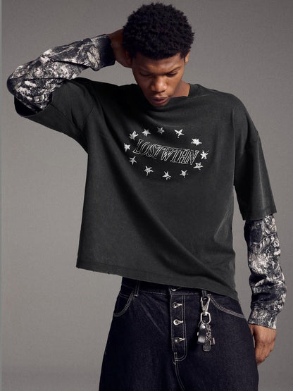 Double print long sleeve T-shirt