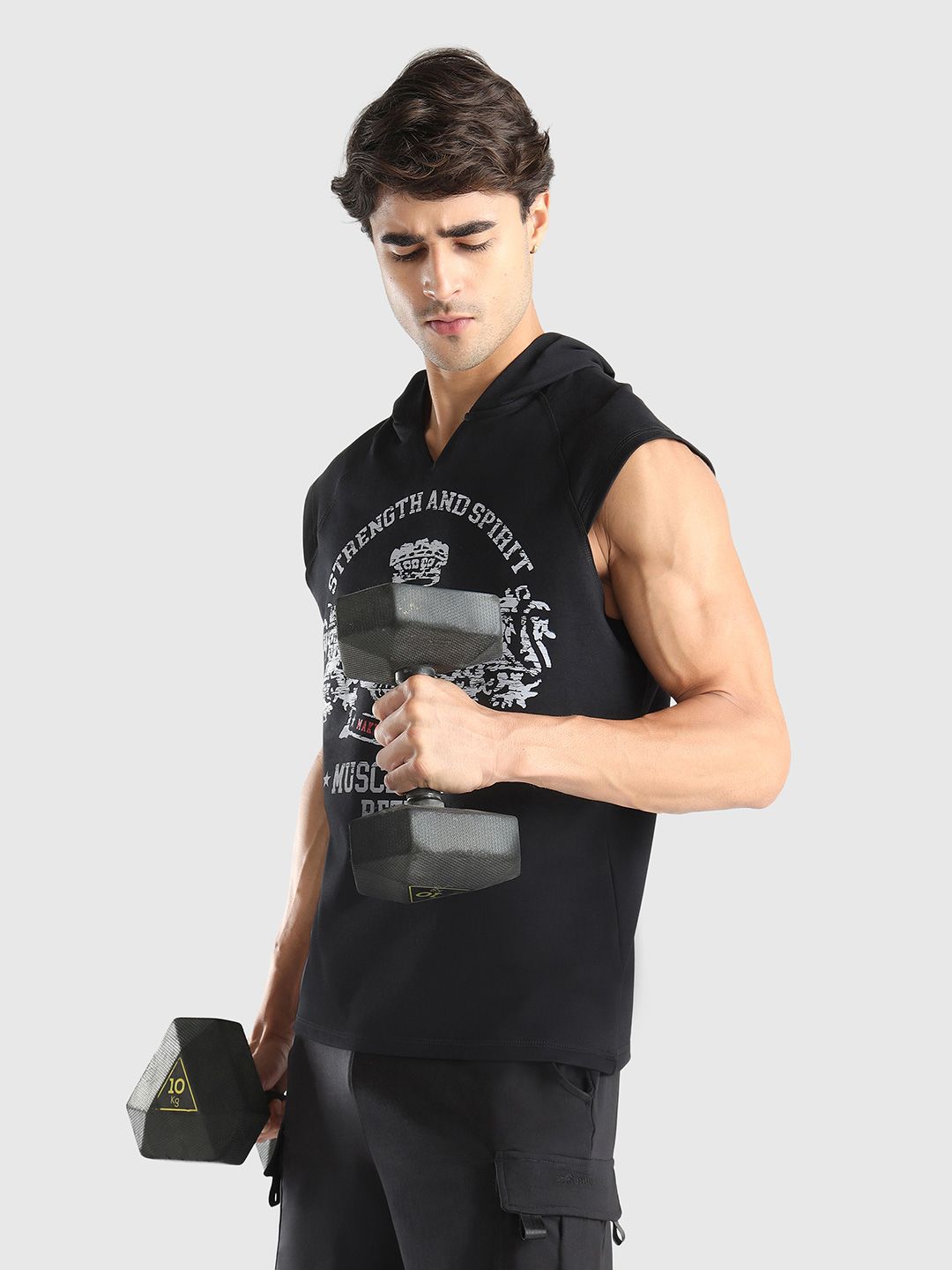 Men X-Dry Soft Typography Printed Hooded T-shirt
