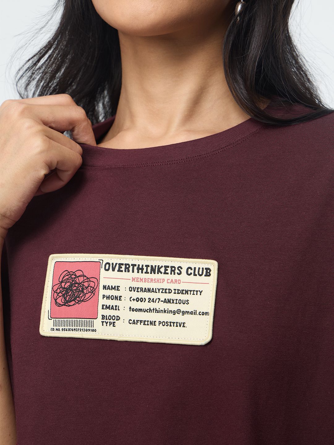 Women Oversized Fit Printed Maroon T-Shirts