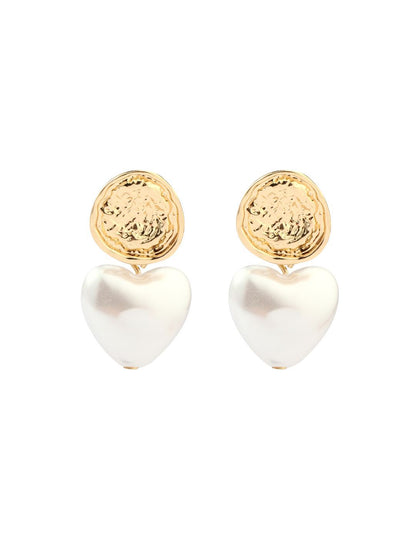 SALTY Heart Shaped Pearls Beaded Drop Earrings