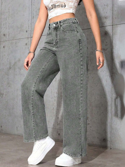 Women Jaguar Wide Leg High-Rise Light Fade Stretchable Jeans