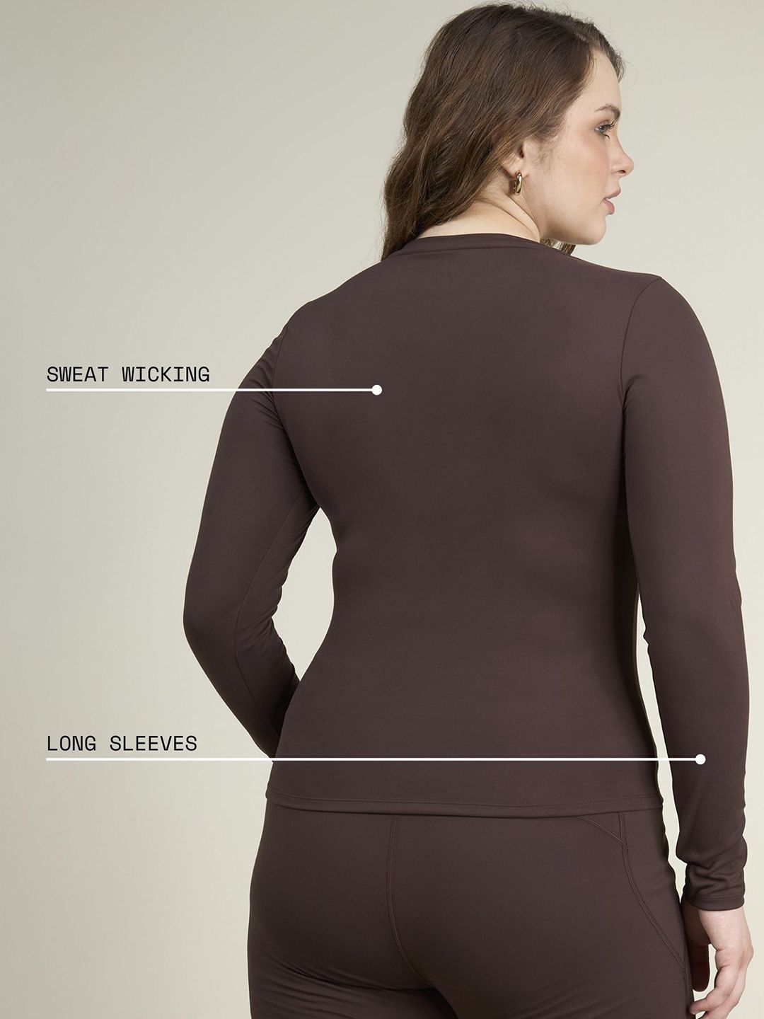 Women Brown Sculpt V-Neck Top