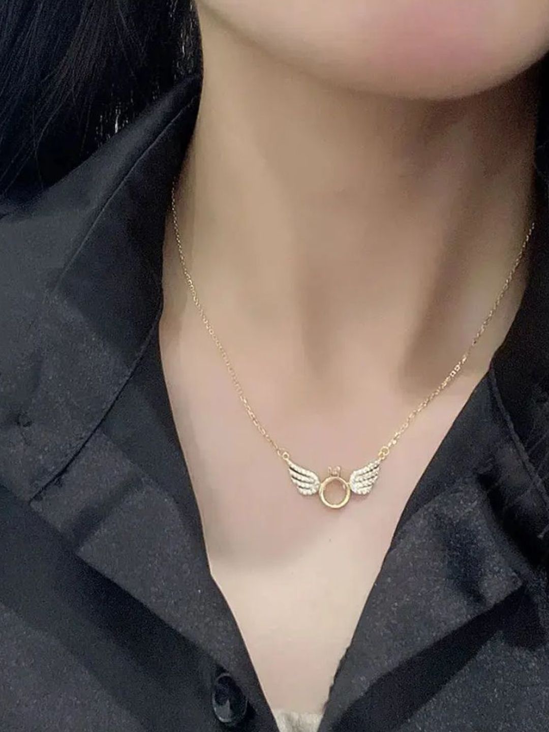 SALTY Pack of 2 Women Angel Wings Necklace - Gold