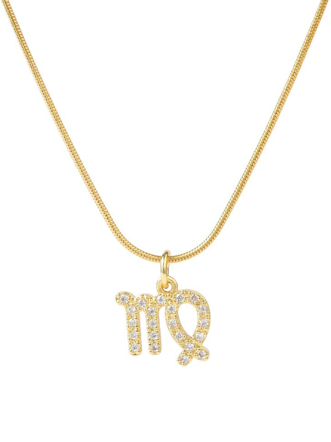 SALTY Cosmic Zodiac Contemporary Artificial Stones Studded Pendant with Chain