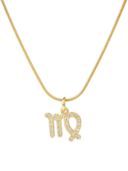 SALTY Cosmic Zodiac Contemporary Artificial Stones Studded Pendant with Chain