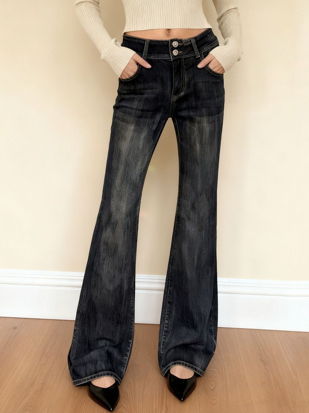 Women Bootcut Low-Rise Light Fade Jeans