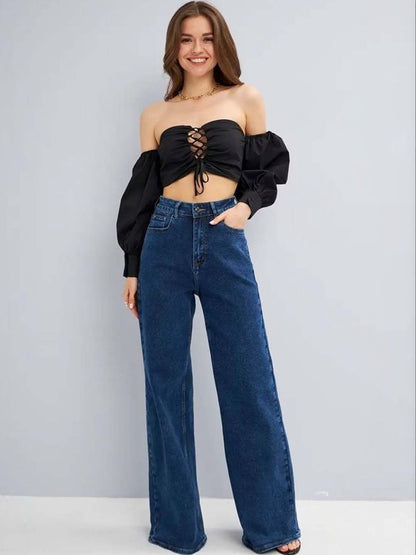 Women Wide Leg High-Rise Jeans