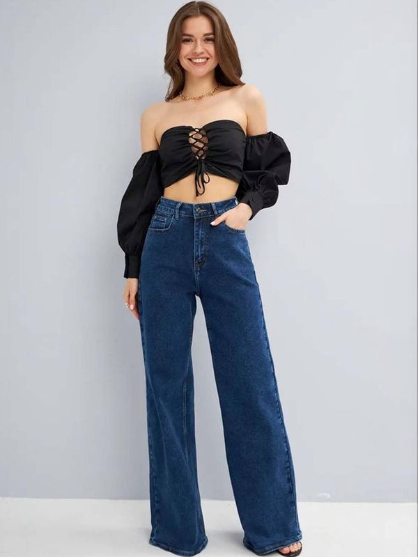 Women Wide Leg High-Rise Jeans