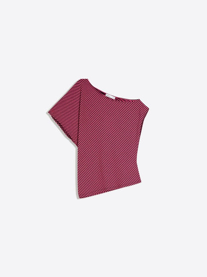 Asymmetric print short sleeve T-shirt