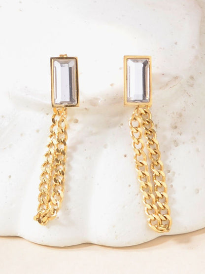 SALTY Ivory Sparkle Stainless Steel Contemporary Drop Earrings