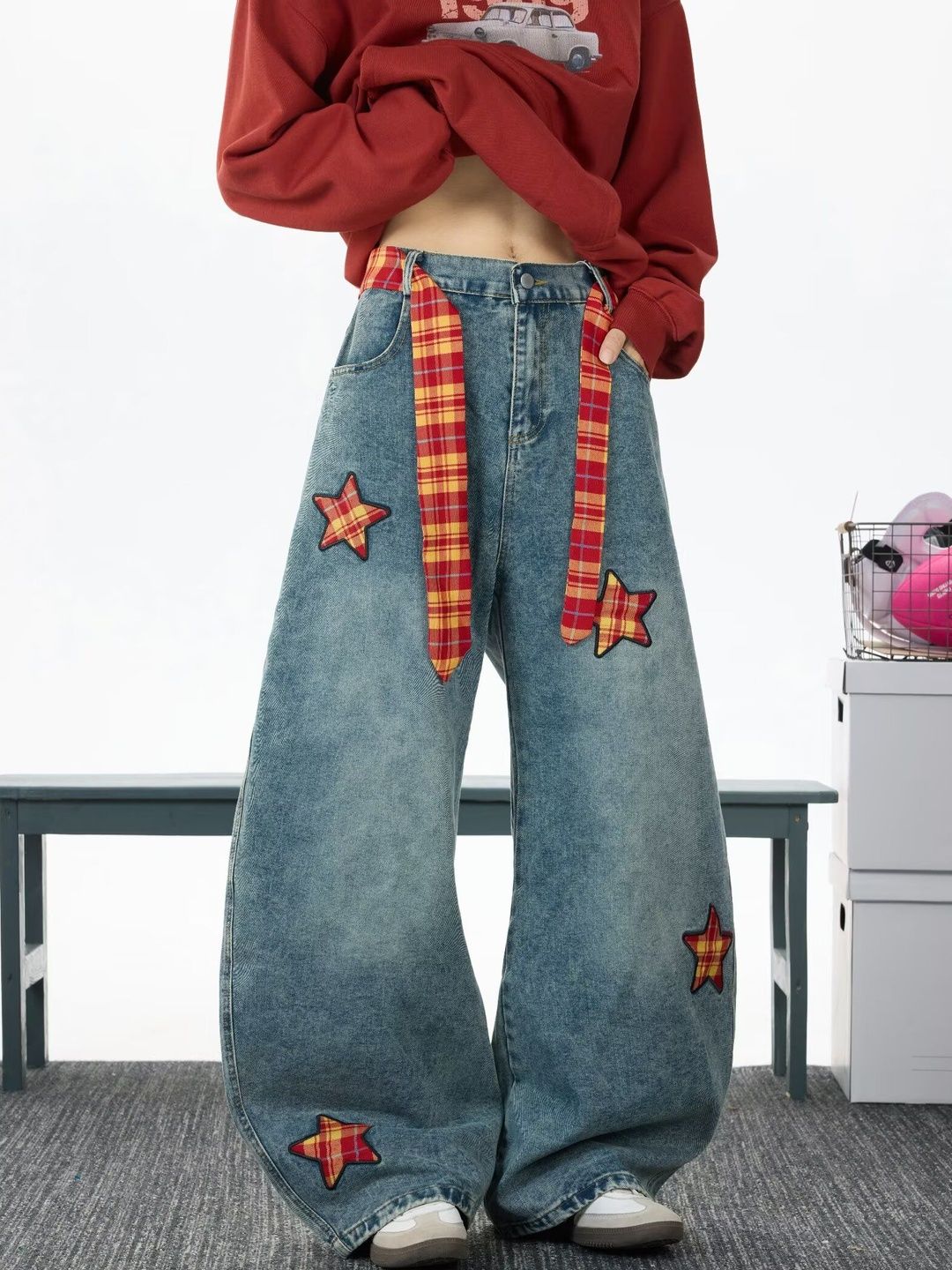 Men Wide Leg Mid-Rise Light Fade Printed Jeans