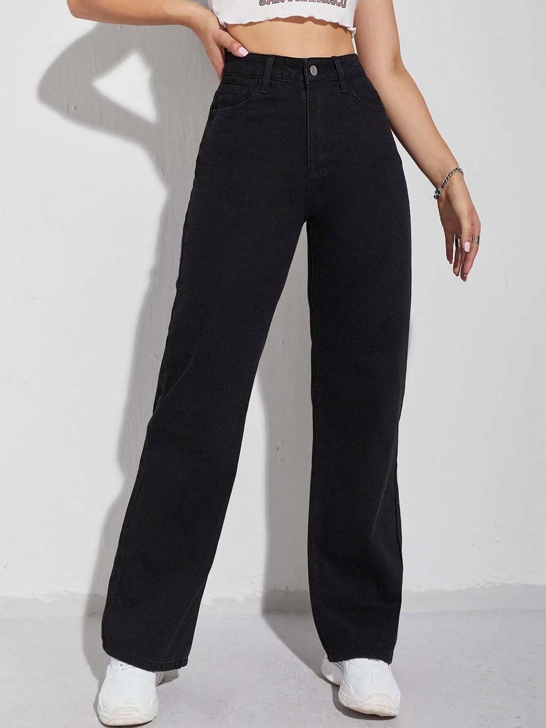 Women Classic Wide Leg High-Rise Stretchable Jeans
