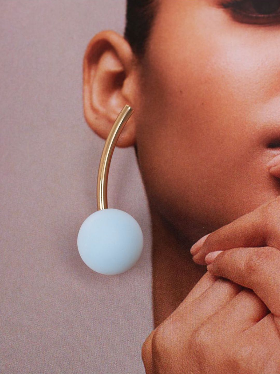 SALTY Beaded Spherical Celestial Curve Drop Earrings