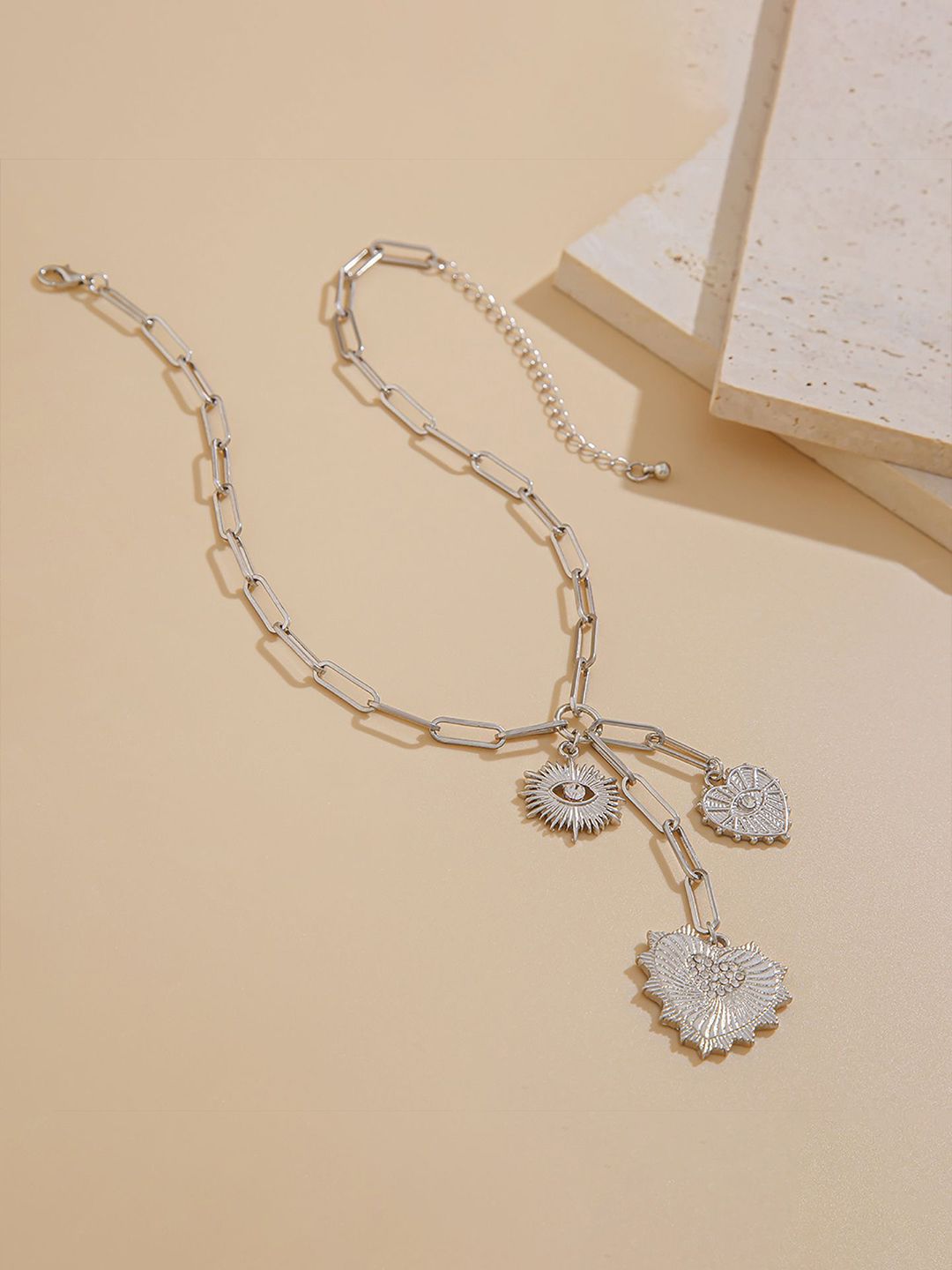 Silver-Plated Link Chains Statement Necklace