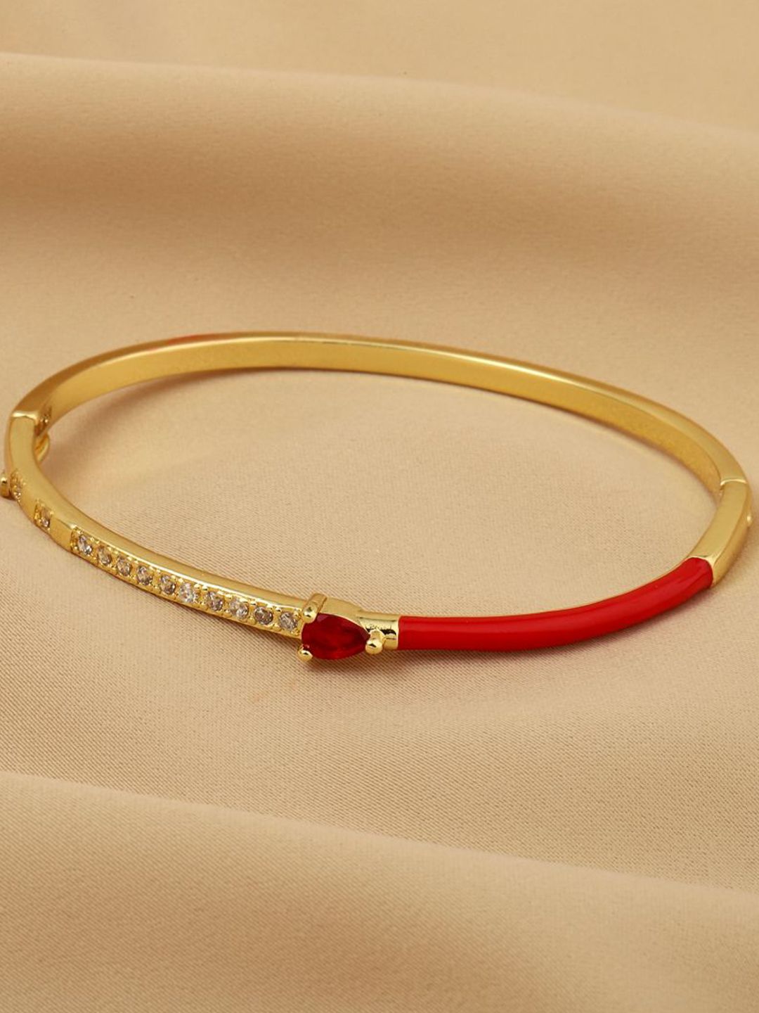 SALTY Gold-Plated Stone Studded Delicate Blossom Bangle-Style Bracelet