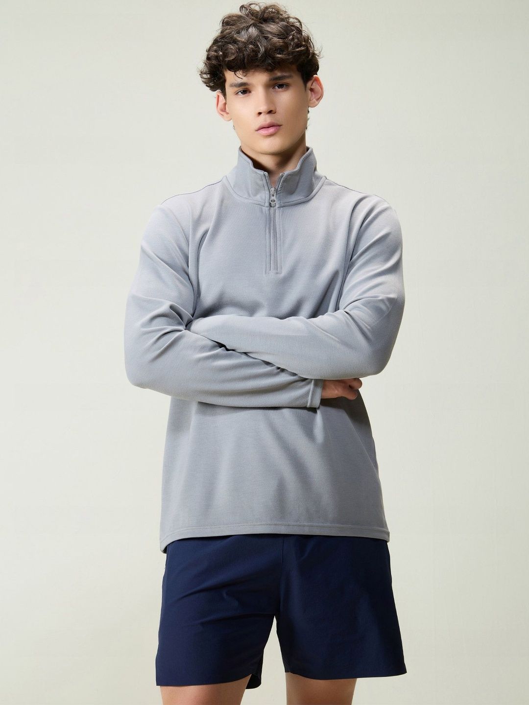 Cava Grey Modal Quarter Zip Sweatshirt