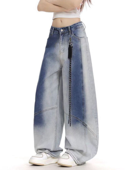 Women Wide Leg Mid-Rise Heavy Fade Jeans