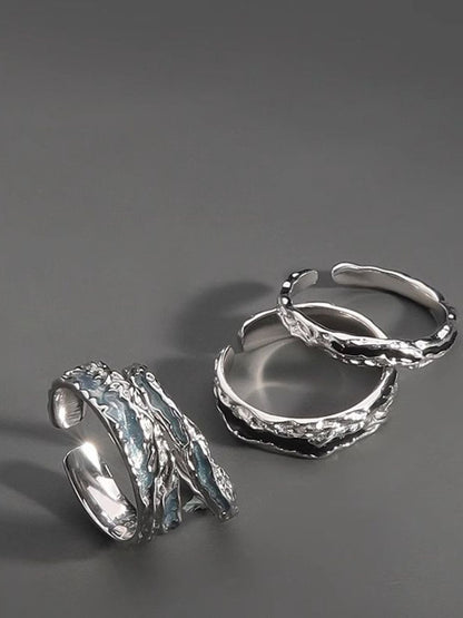 Men Silver-Plated Stones-Studded Adjustable Finger Ring