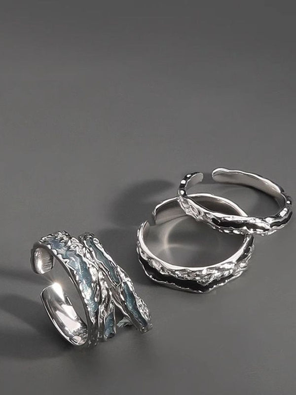 Men Silver-Plated Stones-Studded Adjustable Finger Ring