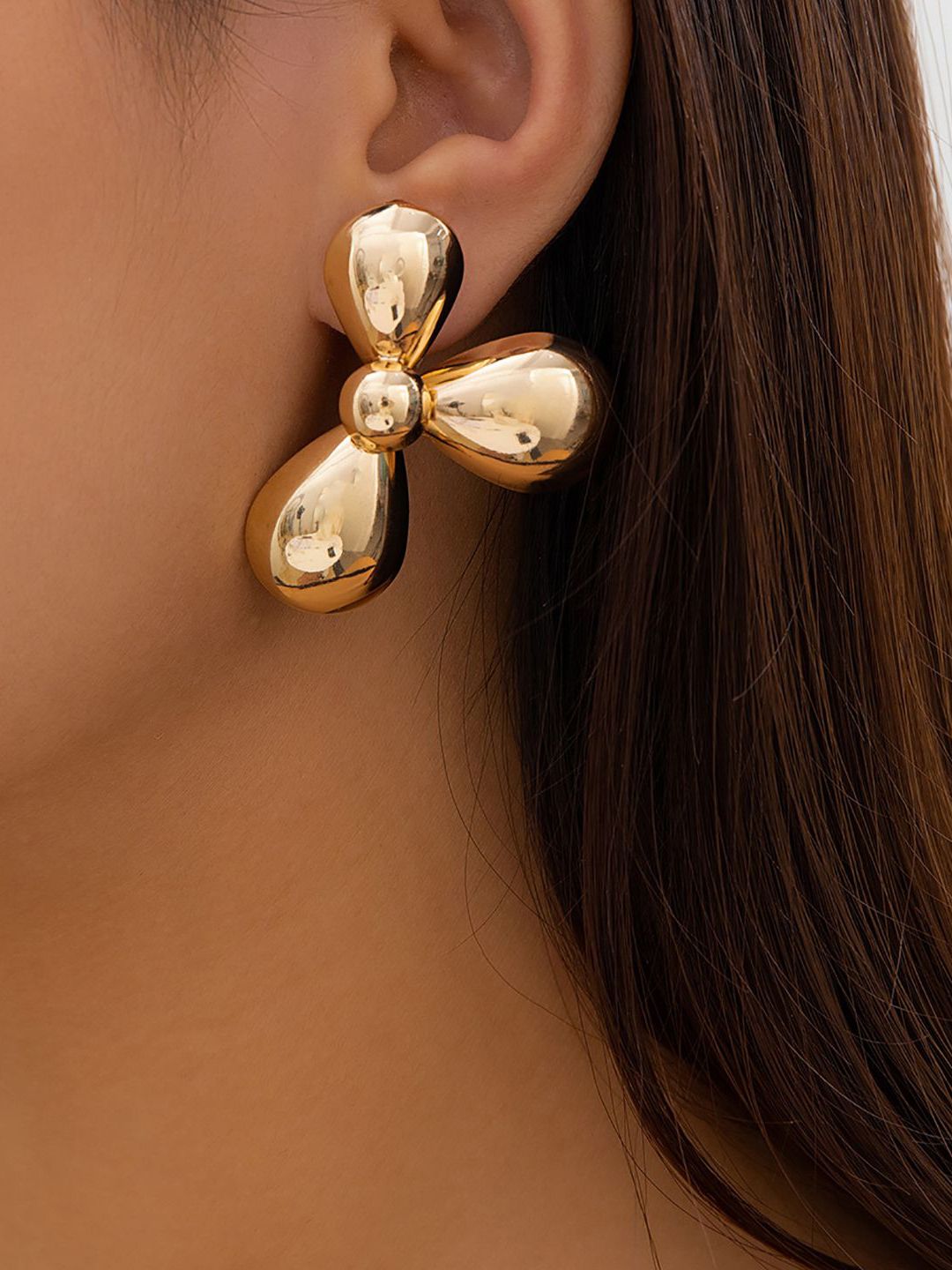 Gold-Plated Floral Chunky Drop Earrings