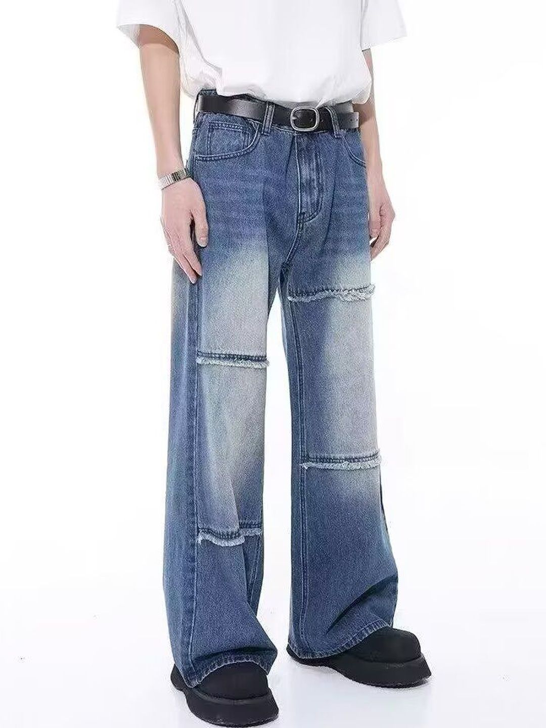 Men Flared Mid-Rise Light Fade Jeans
