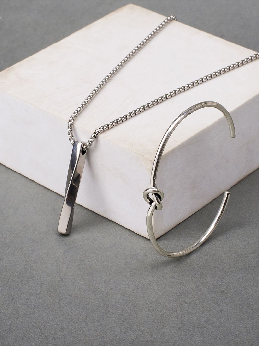 SALTY Set Of Bracelet & Necklace Collier & Subtle Knot - Pendant, Chain Jewellery Combo